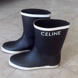 Celine Black Boots with White Accents
